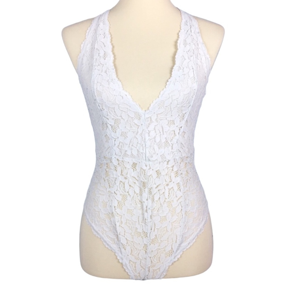 Free People White Lace Bodysuit